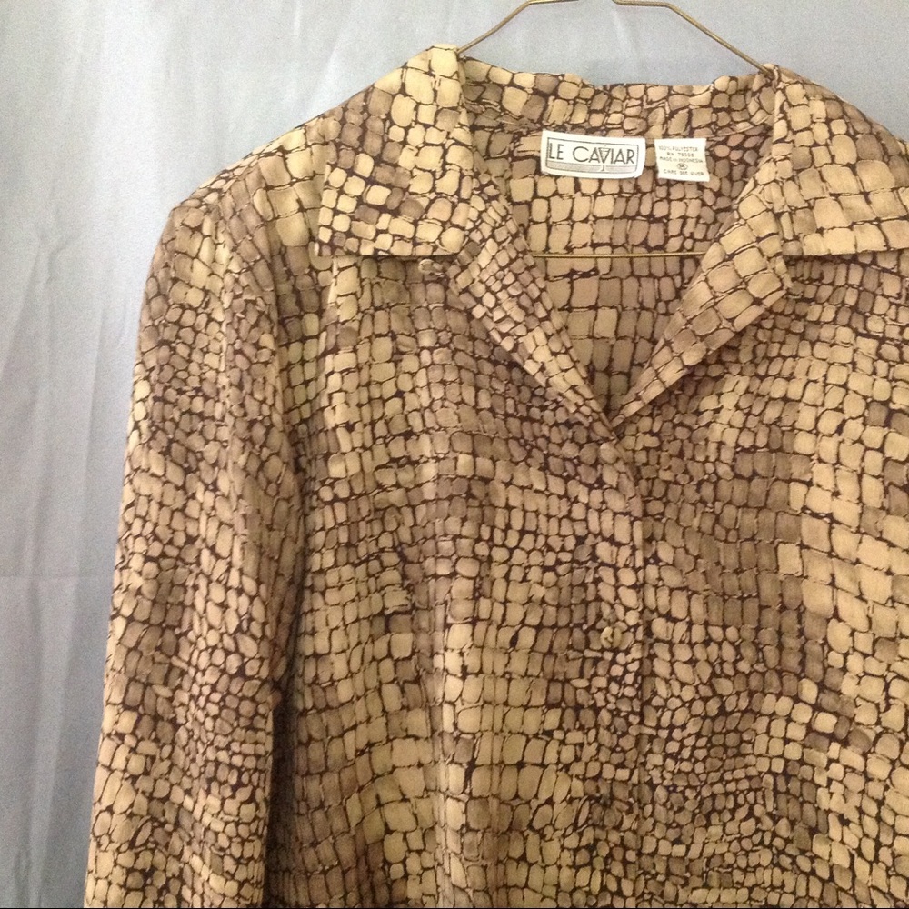 1980s snake skin print blouse